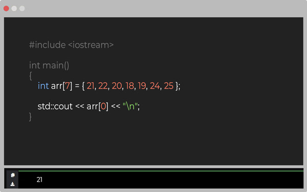 Пример кода для поиска элемента в массиве на C++